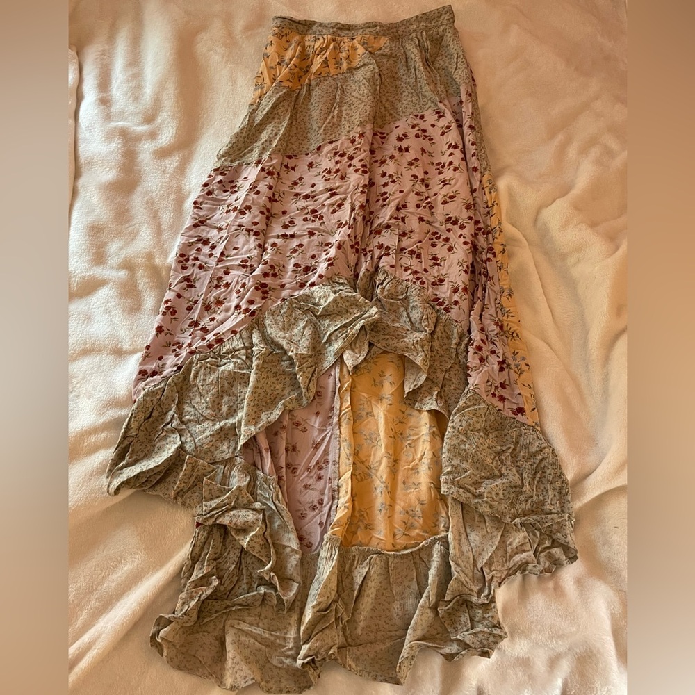 Patchwork ruffle skirt